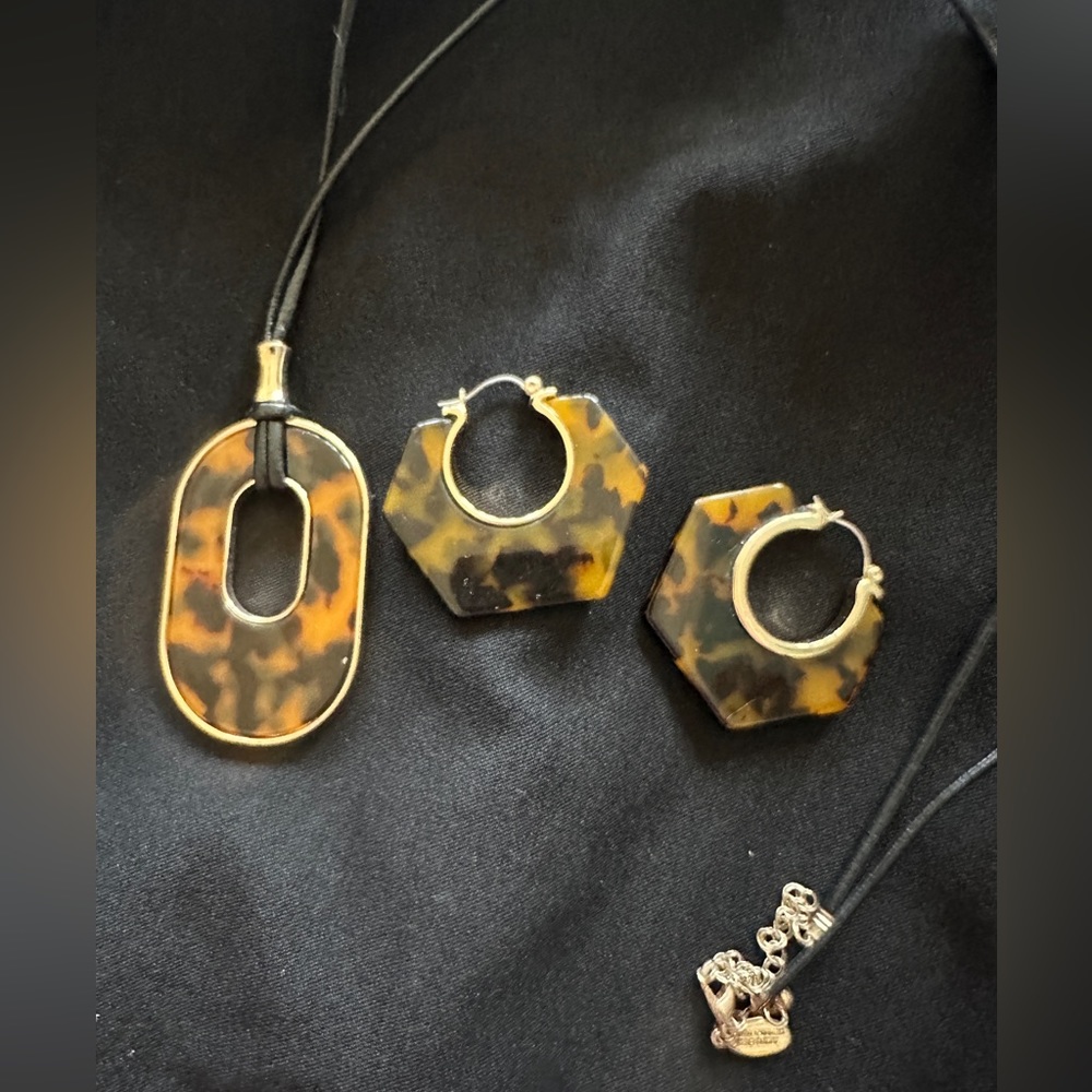 Ann Taylor Leopard Necklace & Earring Set